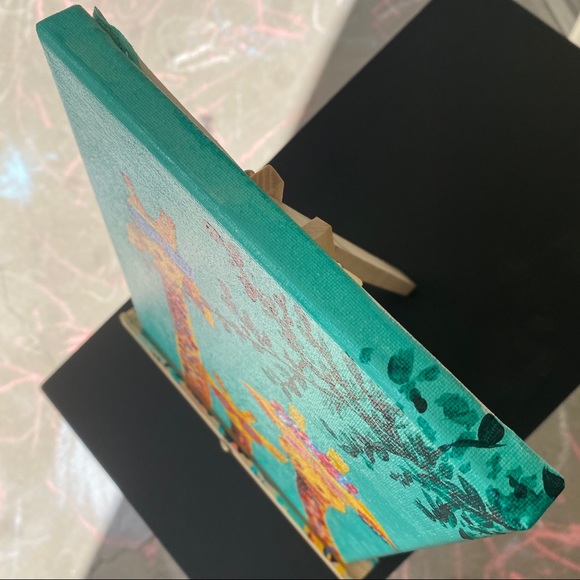 handmade Canvas Art giraffe Paint Acrylic 8”x10” - Picture 8 of 12